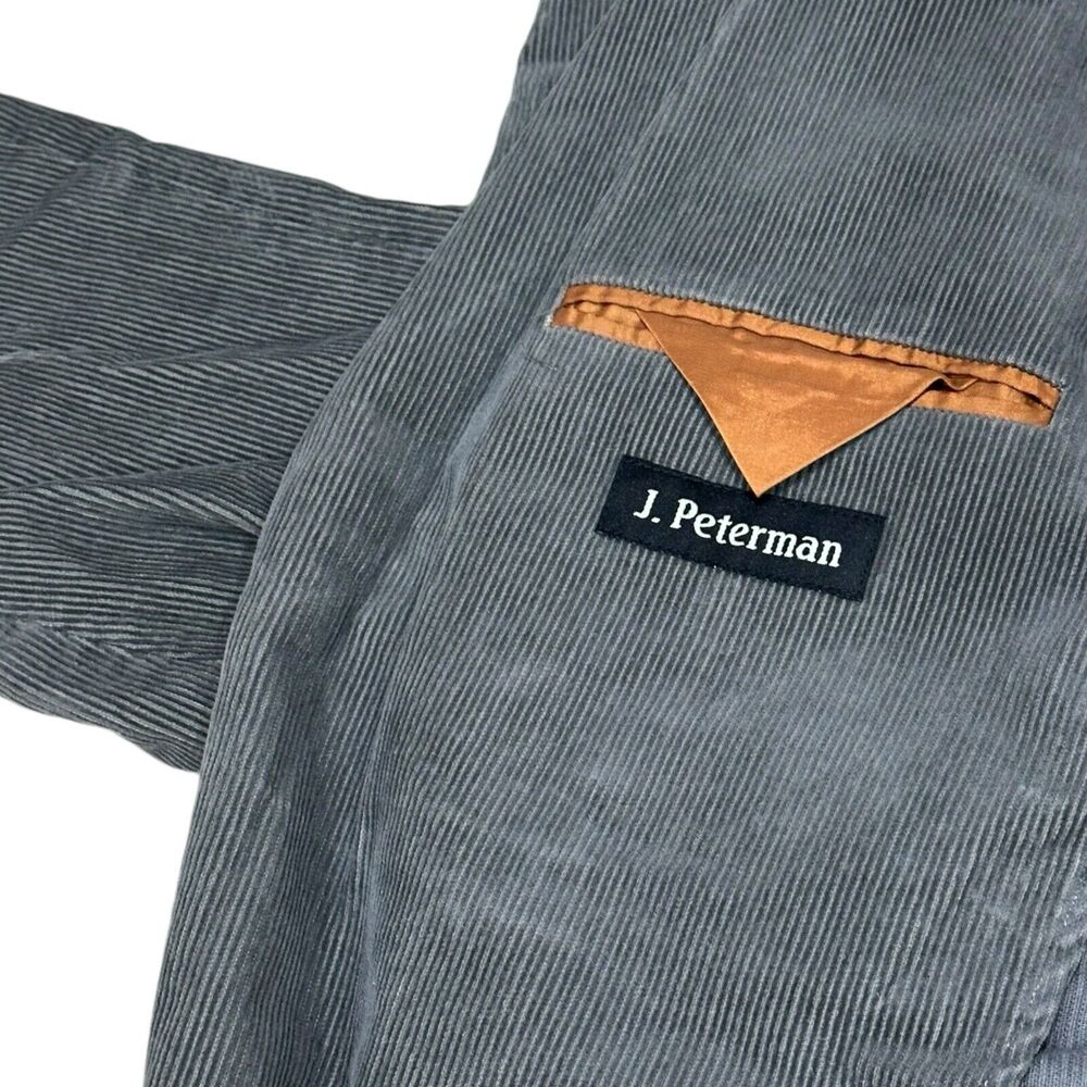 J Peterman Men's Size 46 Gray Sport Coat Corduroy Blazer Jacket Heavy J. Grey - Picture 3 of 11